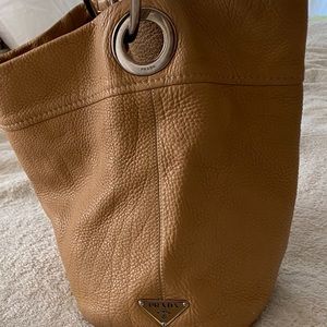 Tan leather Prada handbag